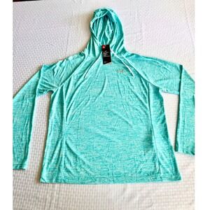Under Armour Womens HeatGear Hoodie XL Turquoise Space Dye Athletic 1311501 400